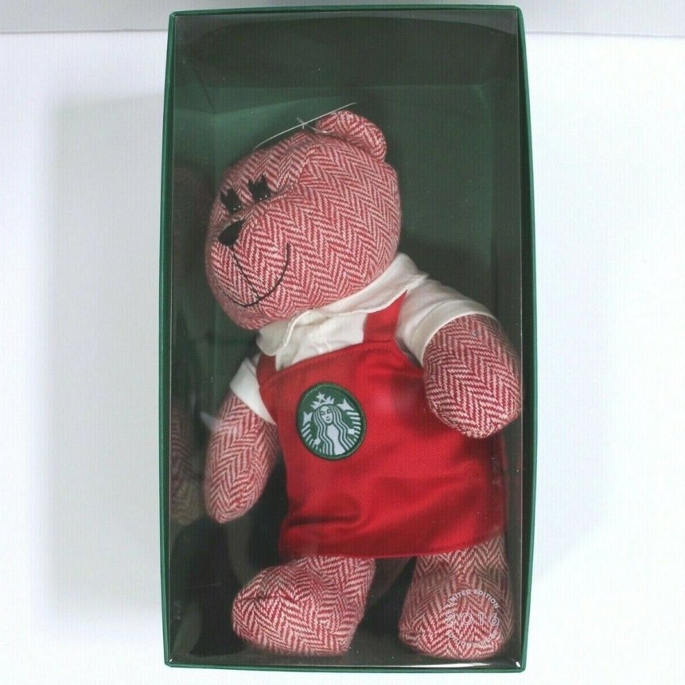 Starbucks Bearista Bear Red Apron 2016 Plush Stuffed Animal